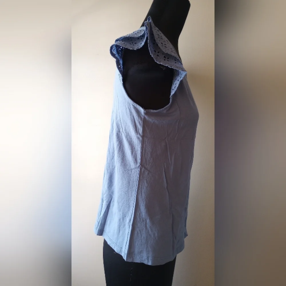 NWOT Ruffle Blue Top Medium - Picture 5 of 7